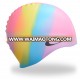 Colorful fashion custom printed women silicone swimming caps