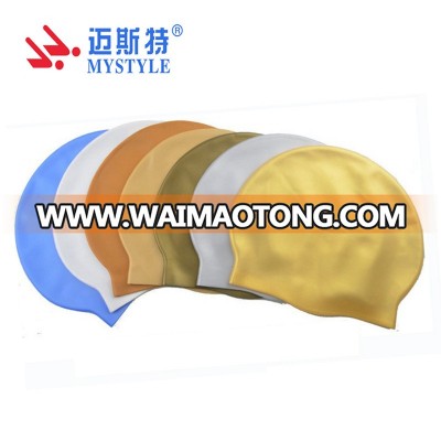 customized fashion style beautiful waterproof bright silicone solid swim cap adult