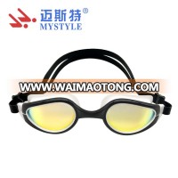 new popular safety adult silicone swimming goggles with mirrord pc lens