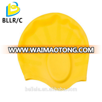 BLLRC silicone swimming Cap for Women and Men With Anti-Tear Ergonomic Ear Pockets to Cover Ears and Hair suits for all yellow